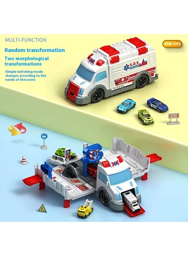 لعبة سيارة إسعاف قابلة للتحويل مجموعة إنقاذ طبي متعددة الوظائف مع شخصيات - Image 3